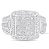 Thumbnail Image 3 of 1-7/8 CT. T.W. Princess-Cut Multi-Diamond Cushion Frame Triple Row Engagement Ring in 14K White Gold