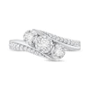 Thumbnail Image 3 of 3/8 CT. T.W. Diamond Three Stone Bypass Shank Engagement Ring in 10K White Gold