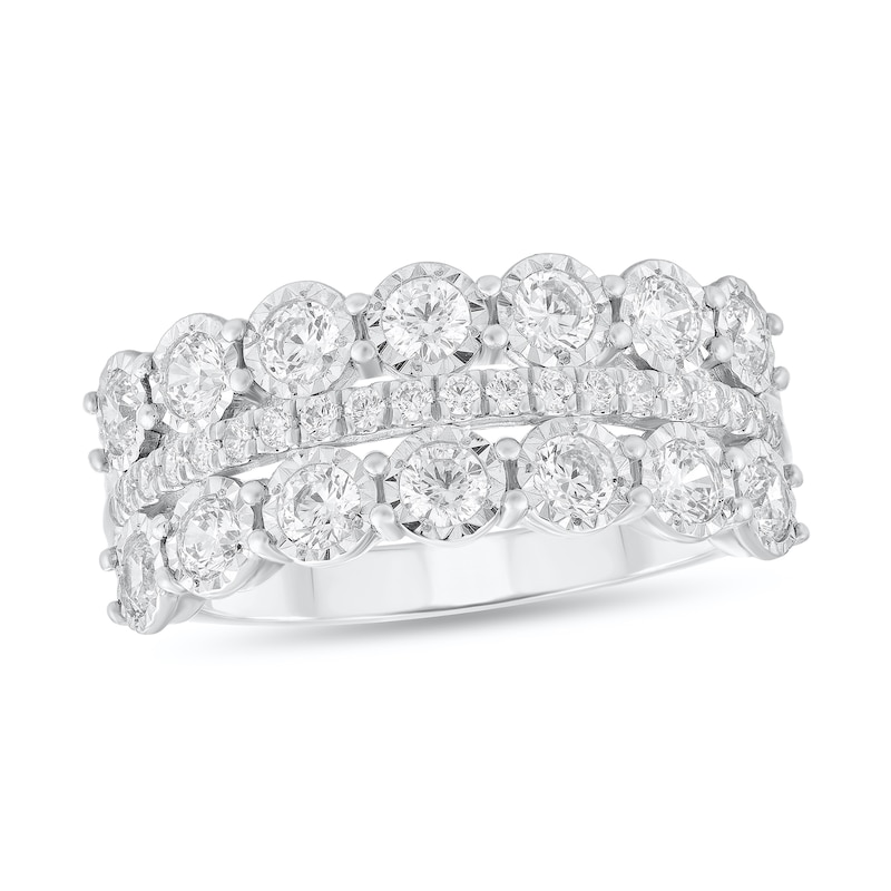 Main Image 1 of 1 CT. T.W. Diamond Triple Row Band in 10K White Gold