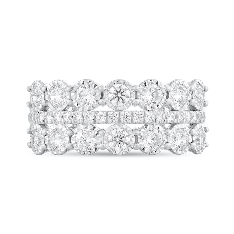 Main Image 3 of 1 CT. T.W. Diamond Triple Row Band in 10K White Gold