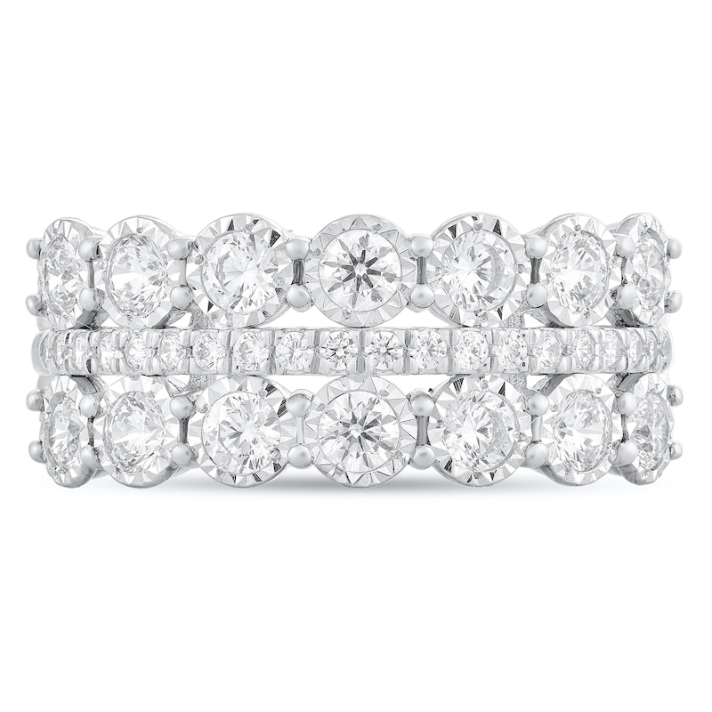 Main Image 4 of 1 CT. T.W. Diamond Triple Row Band in 10K White Gold