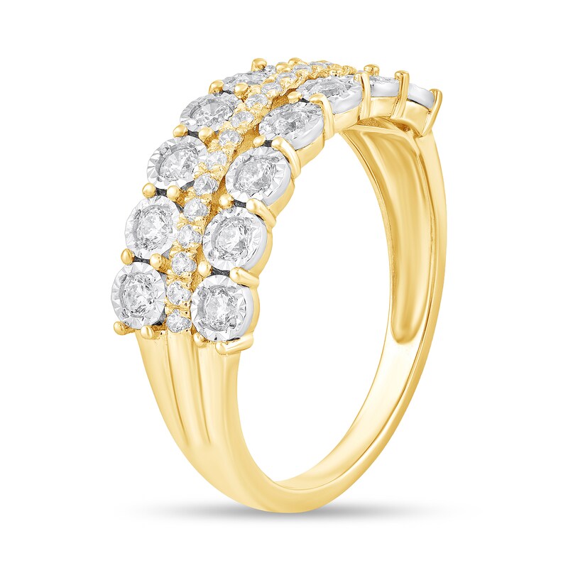Main Image 2 of 1/2 CT. T.W. Diamond Triple Row Band in 10K Gold