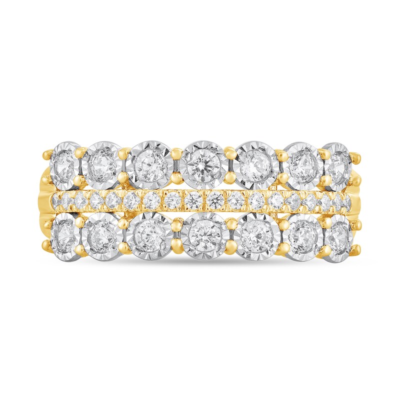 Main Image 3 of 1/2 CT. T.W. Diamond Triple Row Band in 10K Gold