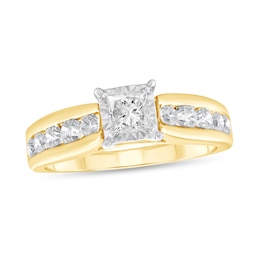 1 CT. T.W. Princess-Cut Diamond Channel Shank Engagement Ring in 10K Gold