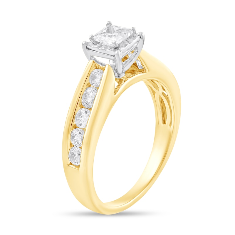 Main Image 2 of 1 CT. T.W. Princess-Cut Diamond Channel Shank Engagement Ring in 10K Gold