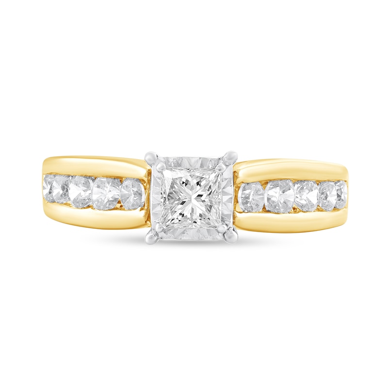 Main Image 3 of 1 CT. T.W. Princess-Cut Diamond Channel Shank Engagement Ring in 10K Gold