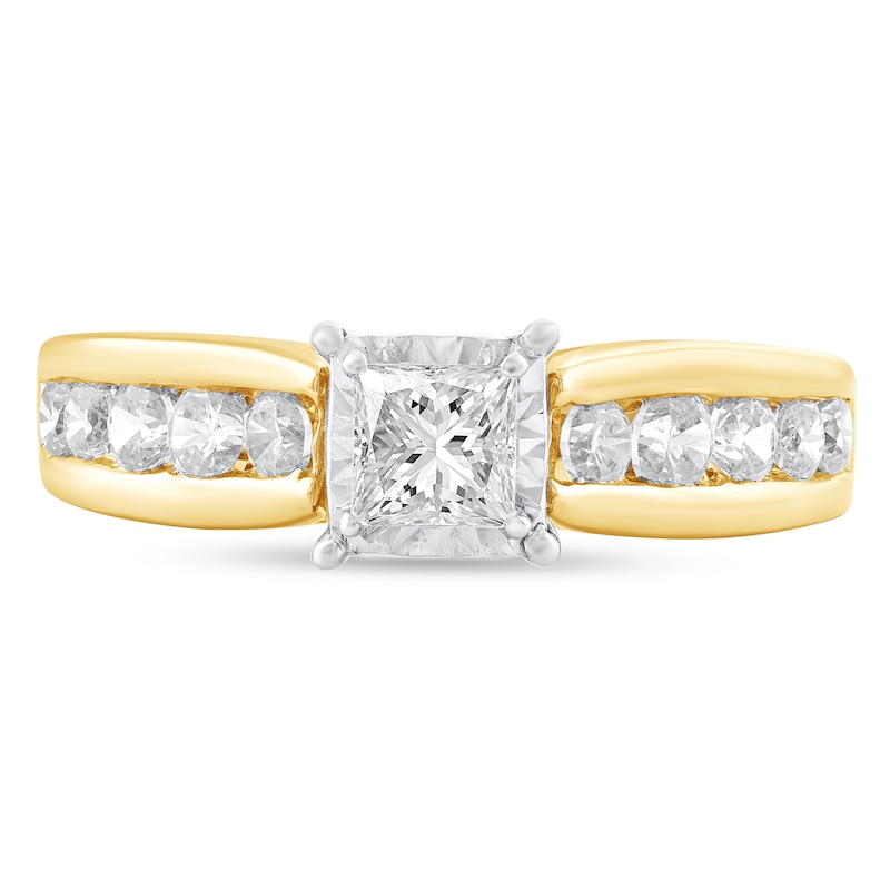 Main Image 4 of 1 CT. T.W. Princess-Cut Diamond Channel Shank Engagement Ring in 10K Gold