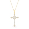 Thumbnail Image 1 of 1/5 CT. T.W. Baguette and Round Diamond Tri-Ends Cross Pendant in 10K Gold