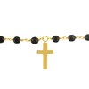 Thumbnail Image 2 of 4.0mm Onyx Bead and Cross Charm Bracelet in Sterling Silver with 14K Gold Plate - 7.25"