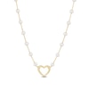 Thumbnail Image 1 of 6.0-6.5mm Freshwater Cultured Pearl Station Heart Necklace in Sterling Silver with 14K Gold Plate