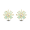 Thumbnail Image 1 of Lab-Created Opal and White Lab-Created Sapphire Flower Stud Earrings in Sterling Silver with 14K Gold Plate