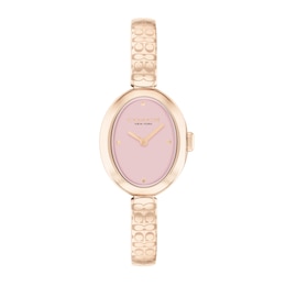 Ladies' Coach Sammy Rose-Tone IP Bangle Watch with Oval Pink Dial (Model: 14504486)