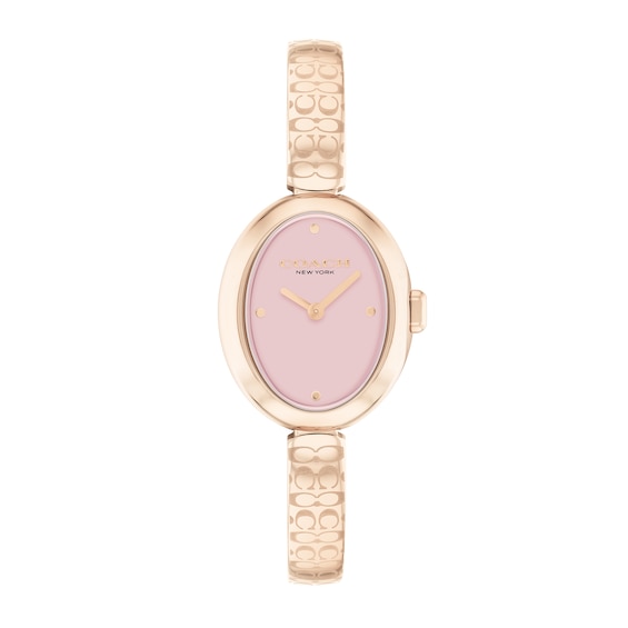 Ladies' Coach Sammy Rose-Tone IP Bangle Watch with Oval Pink Dial (Model: 14504486)