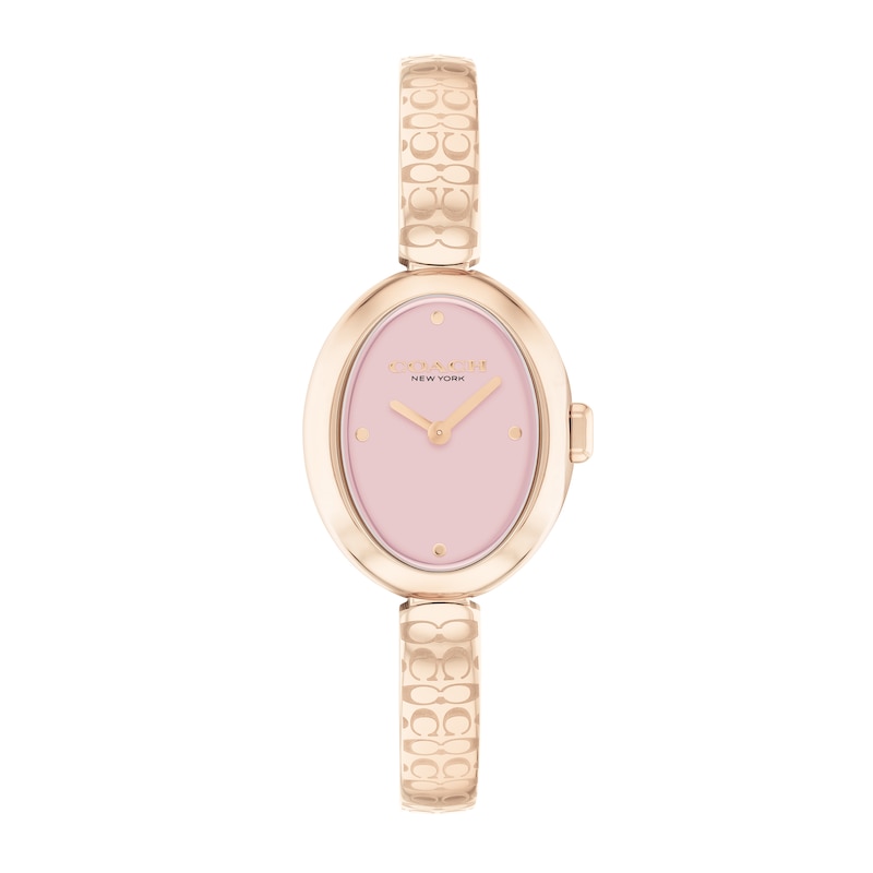 Main Image 1 of Ladies' Coach Sammy Rose-Tone IP Bangle Watch with Oval Pink Dial (Model: 14504486)