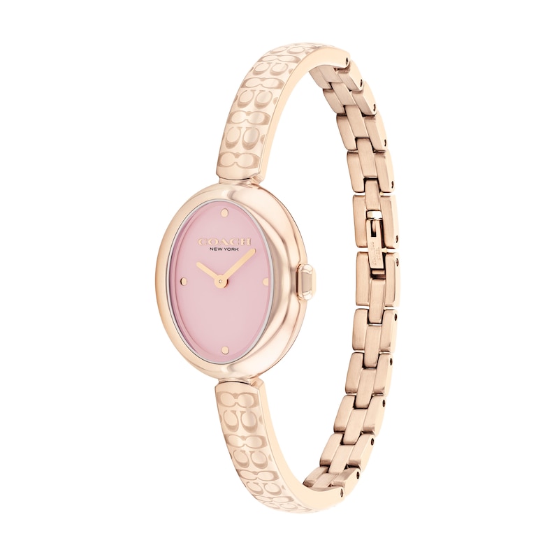 Main Image 2 of Ladies' Coach Sammy Rose-Tone IP Bangle Watch with Oval Pink Dial (Model: 14504486)