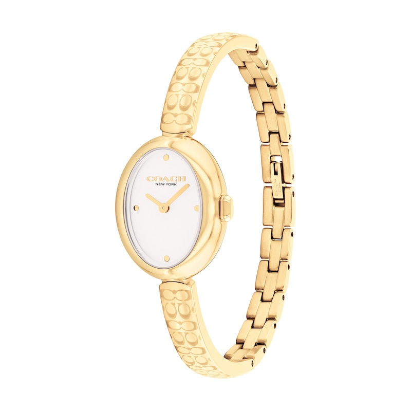 Main Image 2 of Ladies' Coach Sammy Gold-Tone IP Bangle Watch with Oval White Dial (Model: 14504528)