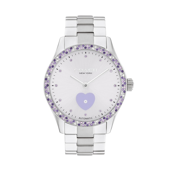 Ladies' Coach Brooks Multi-Color Crystal Automatic Watch with Purple Dial (Model: 14504522)