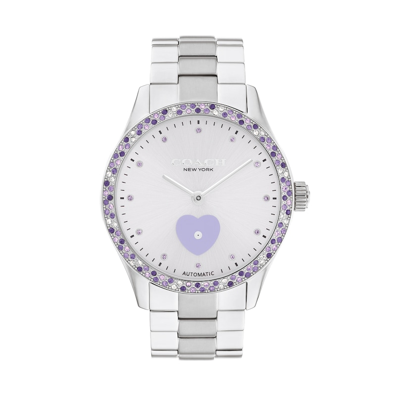 Main Image 1 of Ladies' Coach Brooks Multi-Color Crystal Automatic Watch with Purple Dial (Model: 14504522)
