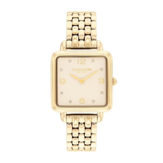 Ladies' Coach Cass Crystal Accent Gold-Tone IP Watch with Square Gold-Tone Dial (Model: 14504495)