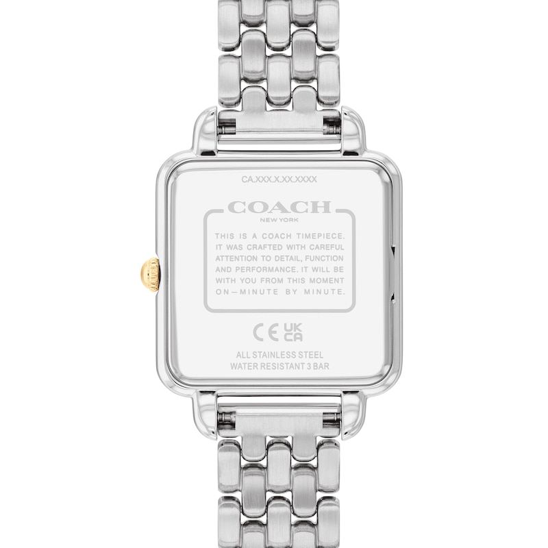 Main Image 3 of Ladies' Coach Cass Crystal Accent Two-Tone IP Watch with Square Black Dial (Model: 14504496)