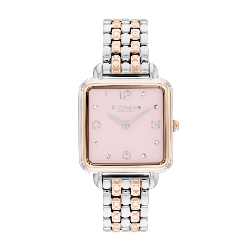 Main Image 1 of Ladies' Coach Cass Crystal Accent Two-Tone IP Watch with Square Pink Dial (Model: 14504497)
