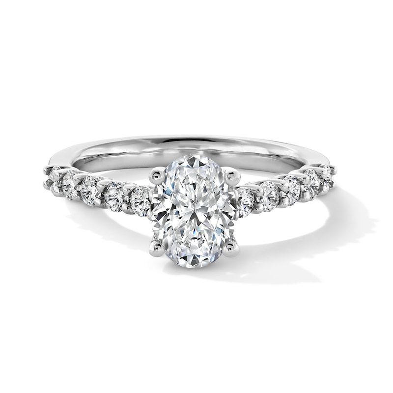 Main Image 1 of 1-1/2 CT. T.W. Oval Certified Lab-Grown Diamond Engagement Ring in Platinum (I/SI2)