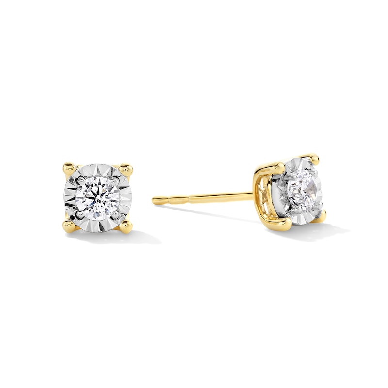 Main Image 1 of 1/4 CT. T.W. Diamond Miracle Solitaire Stud Earrings in Sterling Silver with 14K Gold Plate (J/I3)