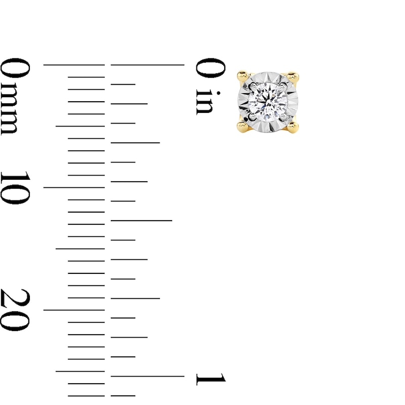 Main Image 3 of 1/4 CT. T.W. Diamond Miracle Solitaire Stud Earrings in Sterling Silver with 14K Gold Plate (J/I3)