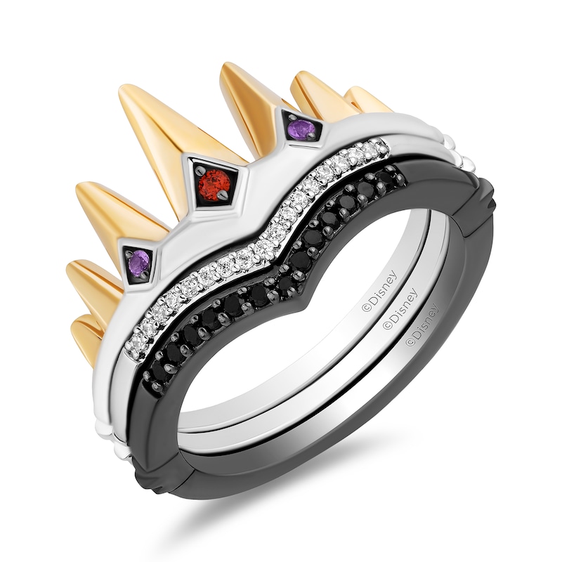 Main Image 1 of Collector's Edition Enchanted Disney Snow White Live Action Gemstone and Diamond Crown Ring Set in Sterling Silver