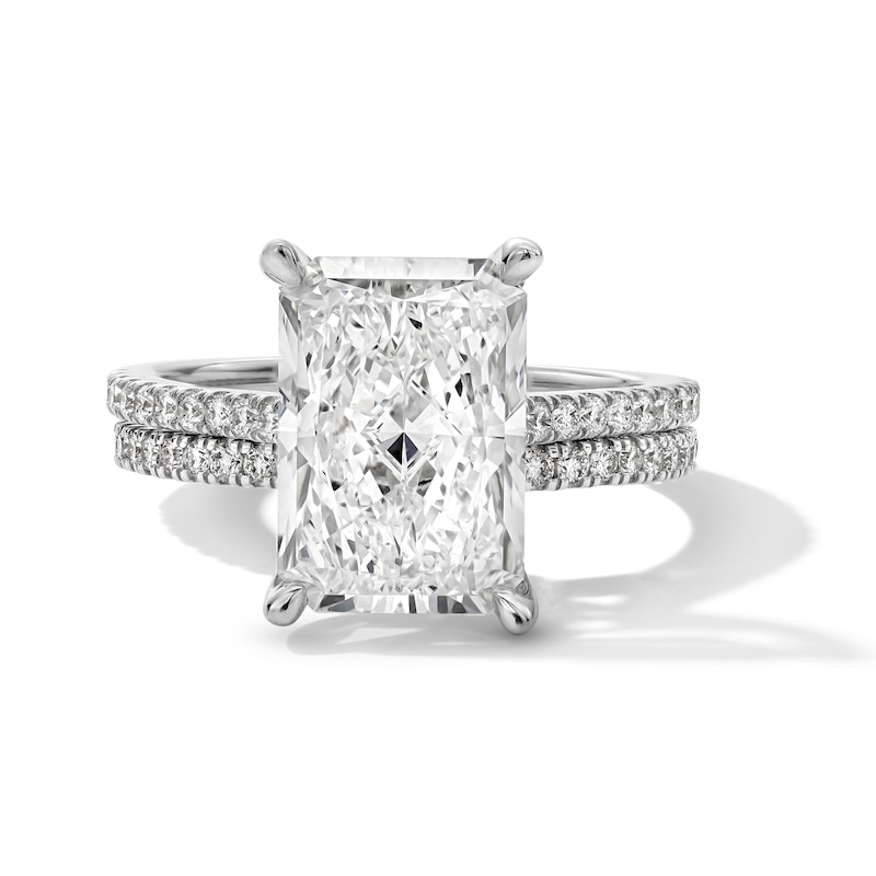 Main Image 1 of 5-5/8 CT. T.W. Radiant-Cut Certified Lab-Grown Diamond Bridal Set in 14K White Gold (F/VS2)