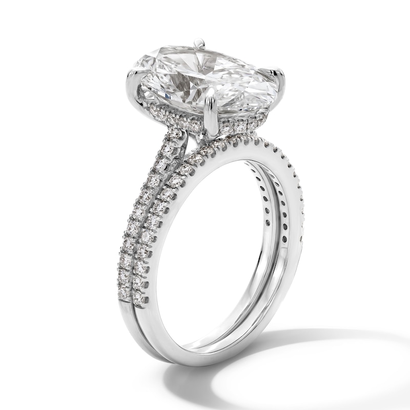 Main Image 3 of 5-5/8 CT. T.W. Oval Certified Lab-Grown Diamond Bridal Set in 14K White Gold (F/VS2)