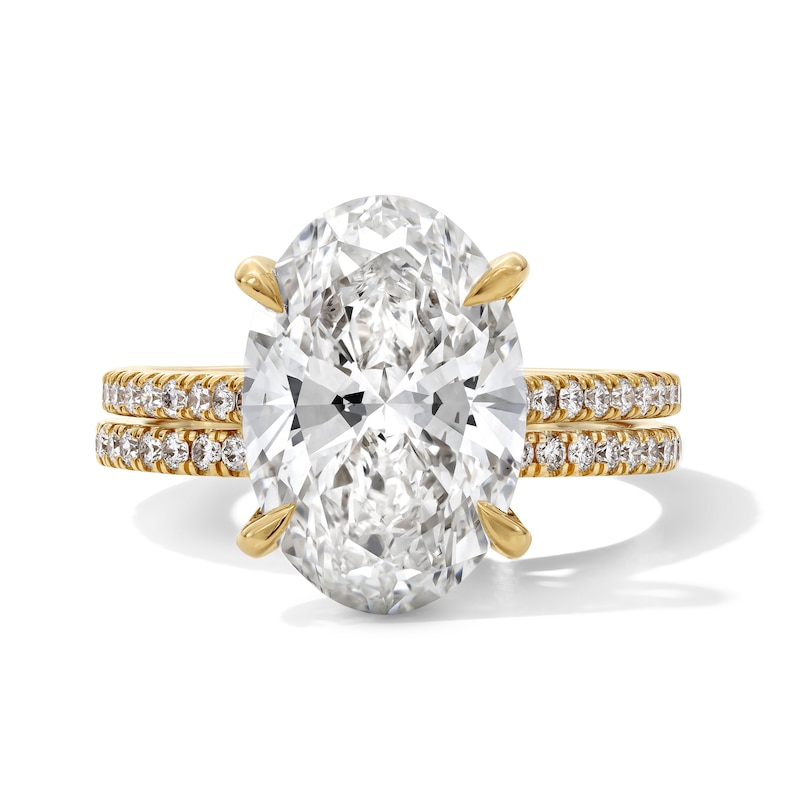 Main Image 1 of 5-5/8 CT. T.W. Oval Certified Lab-Grown Diamond Bridal Set in 14K Gold (F/VS2)