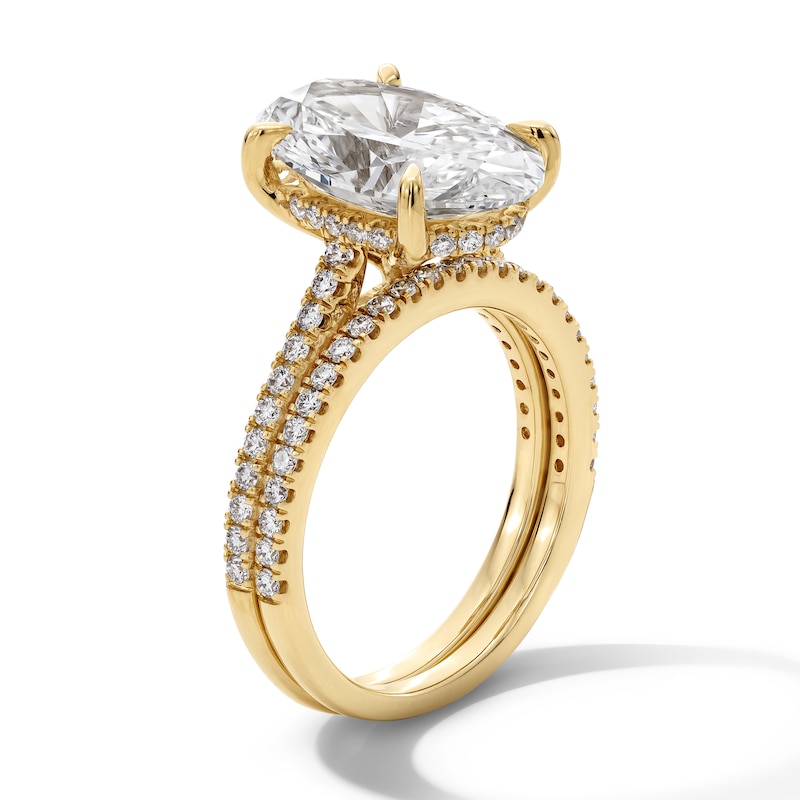 Main Image 3 of 5-5/8 CT. T.W. Oval Certified Lab-Grown Diamond Bridal Set in 14K Gold (F/VS2)