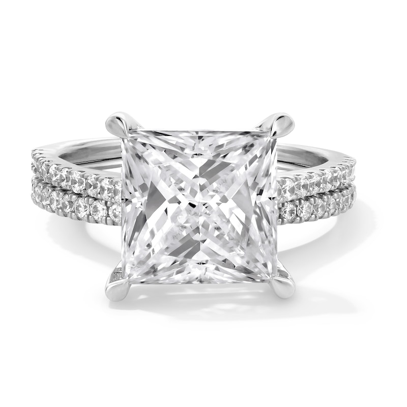 Main Image 1 of 5-5/8 CT. T.W. Princess-Cut Certified Lab-Grown Diamond Bridal Set in 14K White Gold (F/VS2)