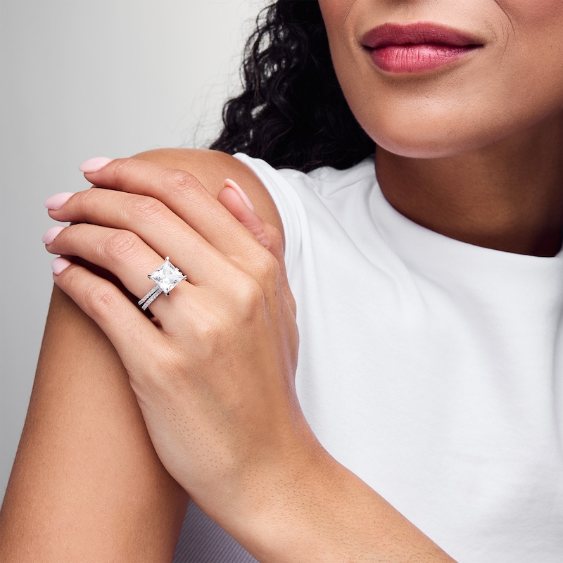 Main Image 2 of 5-5/8 CT. T.W. Princess-Cut Certified Lab-Grown Diamond Bridal Set in 14K White Gold (F/VS2)