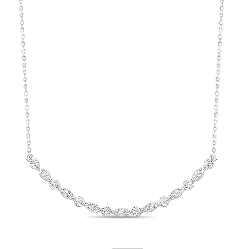 Main Image 1 of 1/5 CT. T.W. Diamond Alternating Station Necklace in Sterling Silver - 17"