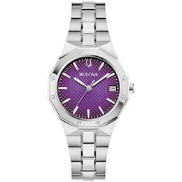 Ladies' Bulova Classic Prestige Watch with Textured Purple Dial (Model: 96M168)