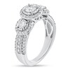 Thumbnail Image 2 of 7/8 CT. T.W. Diamond Three Stone Frame Triple Row Shank Engagement Ring in 14K White Gold