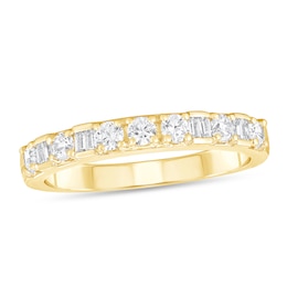 3/8 CT. T.W. Baguette and Round Diamond Anniversary Band in 10K Gold