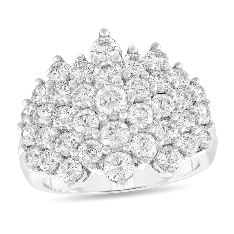 Main Image 1 of 2-7/8 CT. T.W. Diamond Multi-Row Cluster Ring in 14K White Gold