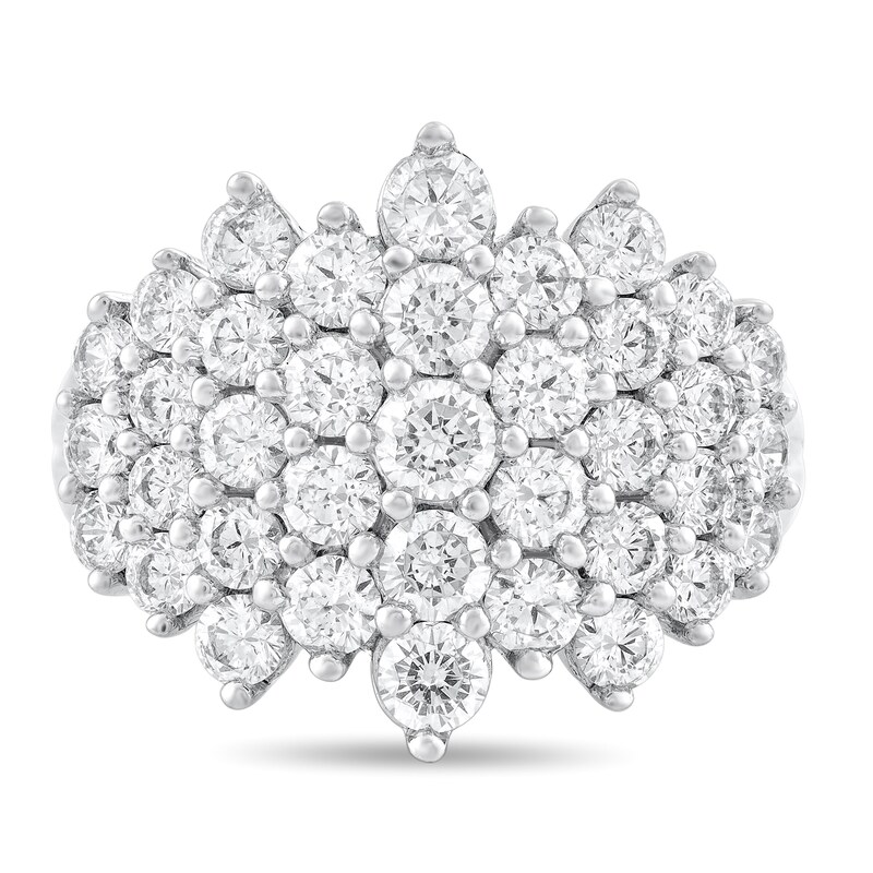 Main Image 3 of 2-7/8 CT. T.W. Diamond Multi-Row Cluster Ring in 14K White Gold