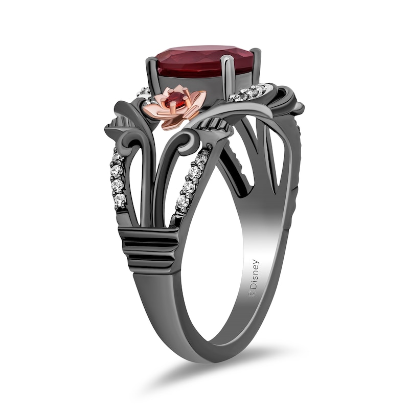 Main Image 2 of Collector's Edition Enchanted Disney Snow White Live Action Garnet and Diamond Ring in Sterling Silver and Rose Gold
