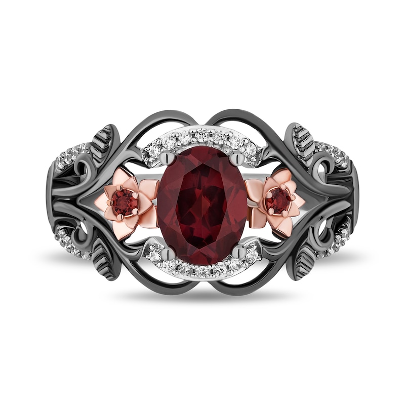 Main Image 4 of Collector's Edition Enchanted Disney Snow White Live Action Garnet and Diamond Ring in Sterling Silver and Rose Gold