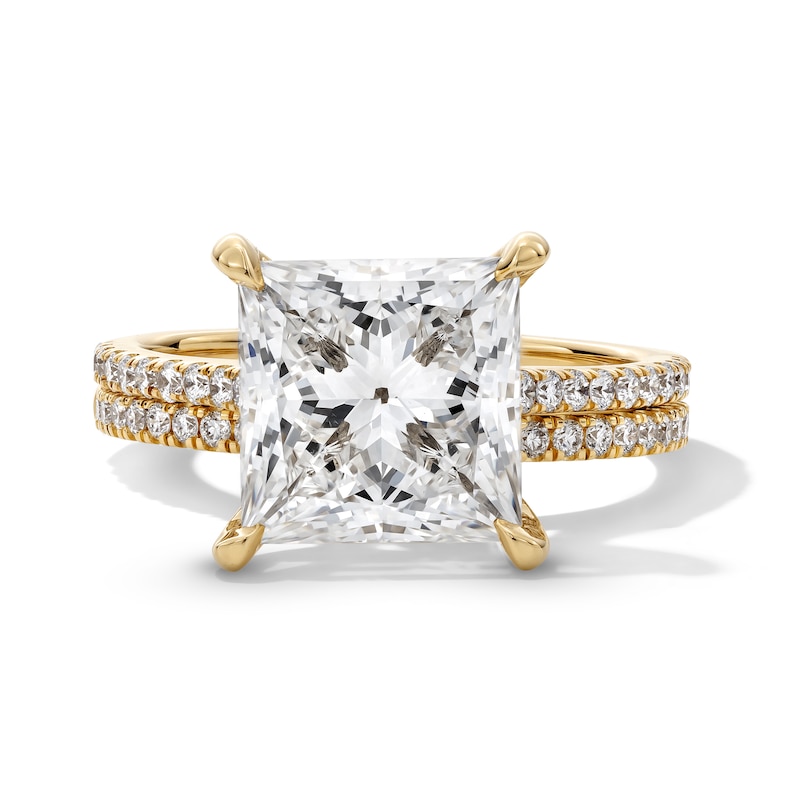 Main Image 1 of 5-5/8 CT. T.W. Princess-Cut Certified Lab-Grown Diamond Bridal Set in 14K Gold (F/VS2)