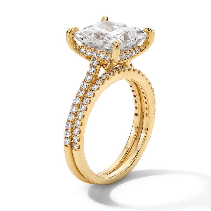 Main Image 3 of 5-5/8 CT. T.W. Princess-Cut Certified Lab-Grown Diamond Bridal Set in 14K Gold (F/VS2)
