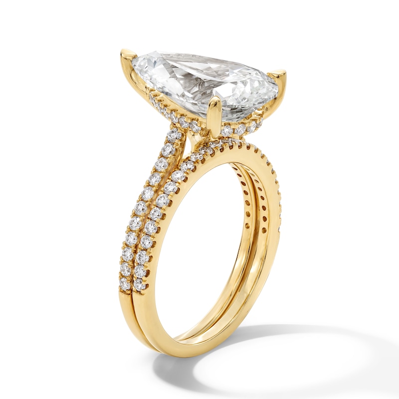 Main Image 3 of 5-5/8 CT. T.W. Pear-Shaped Certified Lab-Grown Diamond Bridal Set in 14K Gold (F/VS2)