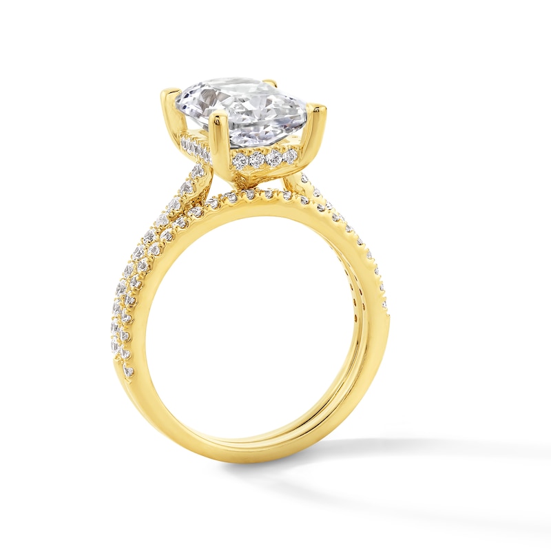 Main Image 3 of 5-5/8 CT. T.W. Emerald-Cut Certified Lab-Grown Diamond Bridal Set in 14K Gold (F/VS2)