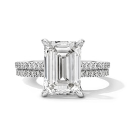 5-5/8 CT. T.W. Emerald-Cut Certified Lab-Grown Diamond Bridal Set in 14K White Gold (F/VS2)