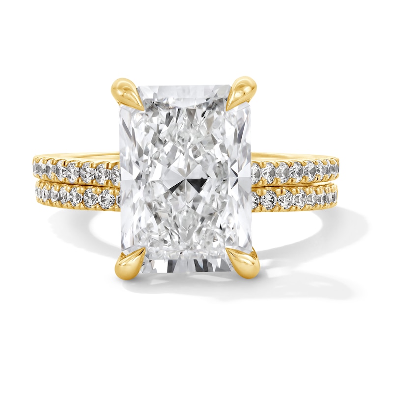 Main Image 1 of 5-5/8 CT. T.W. Radiant-Cut Certified Lab-Grown Diamond Bridal Set in 14K Gold (F/VS2)