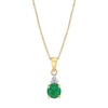 Thumbnail Image 1 of 5.0mm Emerald and Diamond Accent Tri-Top Pendant in 14K Gold